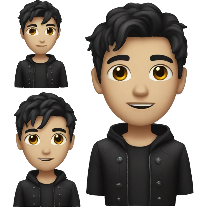 Young man with dark hair and gothic style emoji