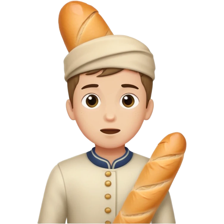 boy getting hit on the head with a baguette emoji