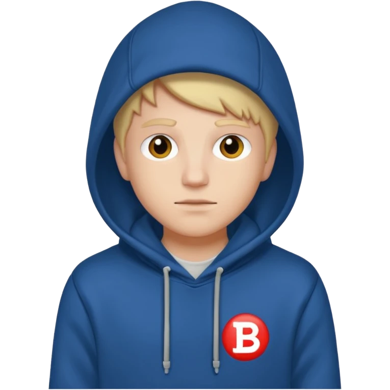make an image of white person wearing hoodie with BST letters on it emoji