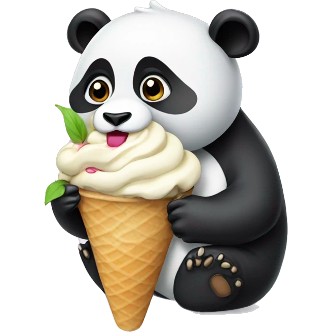 Panda eating ice cream emoji