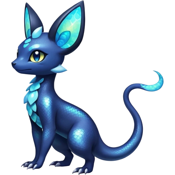 Colorful Iridescent Exotic Nebulae Salandit-Meowstic-Umbreon-Fakémon-hybrid-creature (full body)  emoji