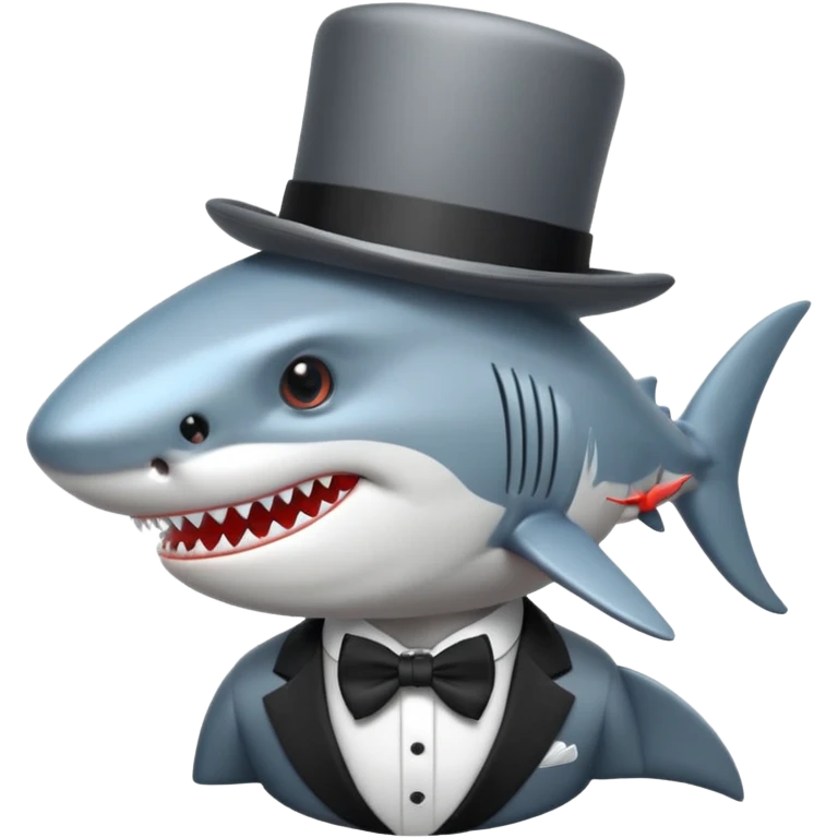 Shark with a top hat emoji