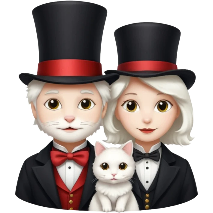 magician couple and their pet cat emoji