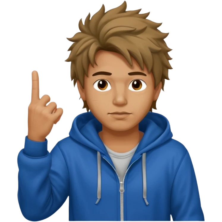 Moreno greñudo con capucha cuba la cara para el dedo del medio hombre emoji