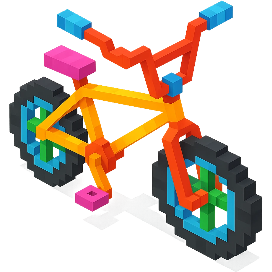 isometric view of a BMX bicycle in voxel style emoji