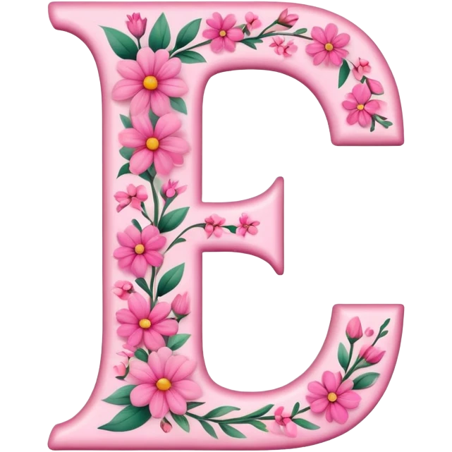 Pink, romantic, flowery, the letter “E” emoji
