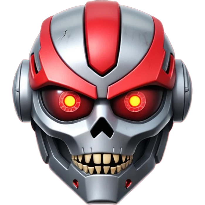 A mega zord twch bot with blood and glowing eyes in the style of your bleeding skull art emoji