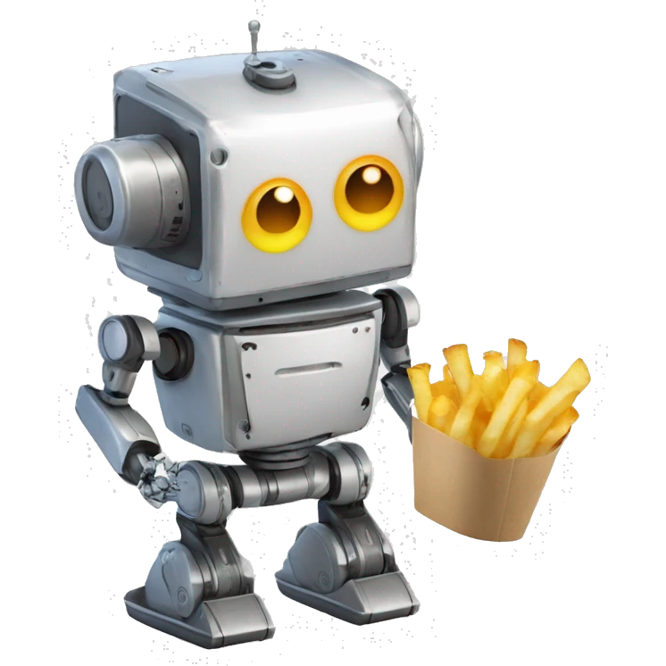 Robot mbot avec un pousse palet en forme de cornet de frite emoji