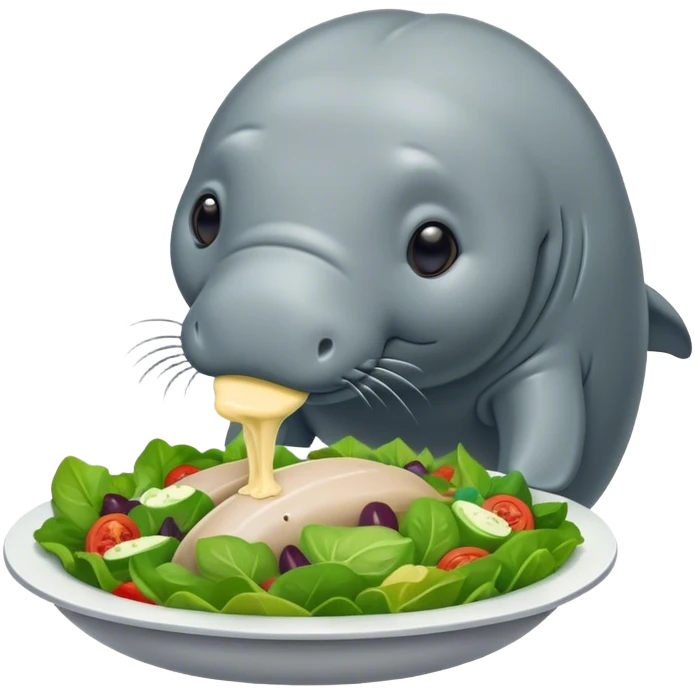 Manatee eating a salad emoji
