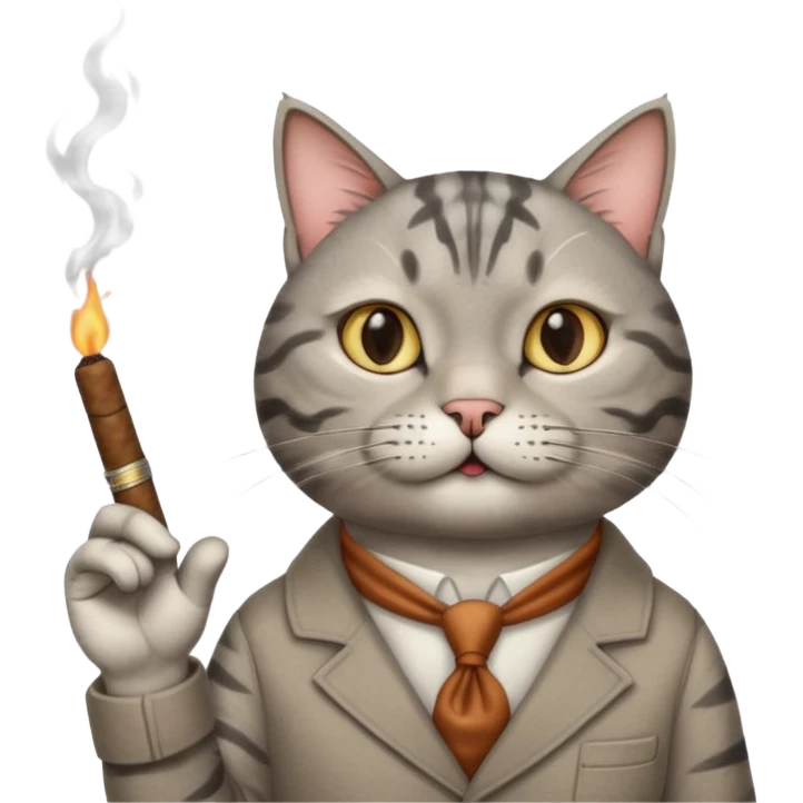 A cat with a cigar with a "classic" hand gesture. emoji