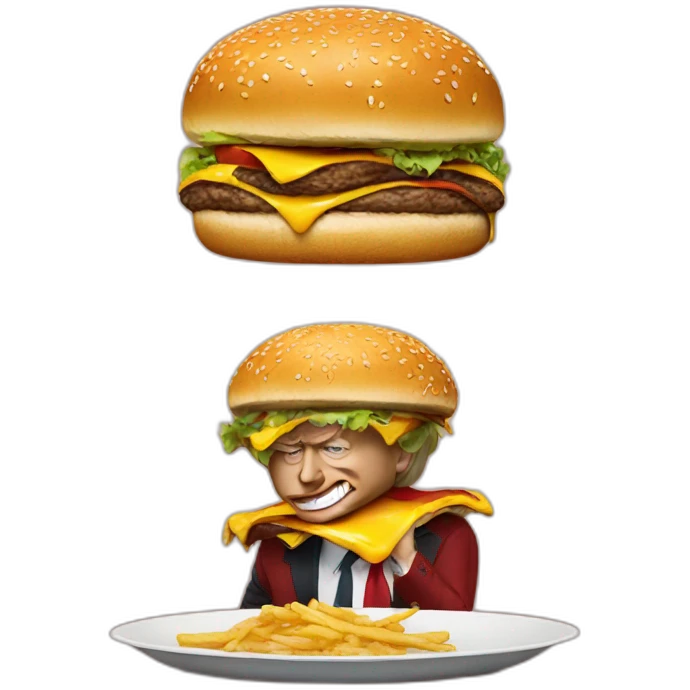 Burger eating a trump emoji