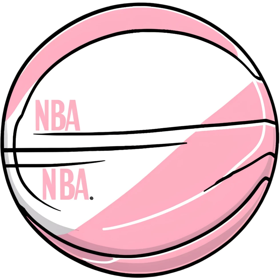 Spalding basketball with NBA logo, white color with pastel pink and green swirls pattern emoji