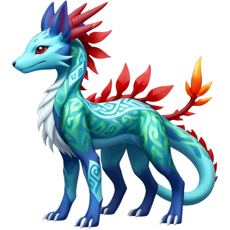 Suicune-Aurorus-Salandit-Glaceon-Meganium-fusion (full body) emoji