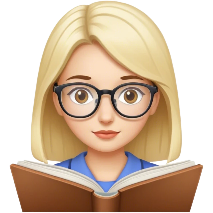 Chica leyendo con gafas  emoji
