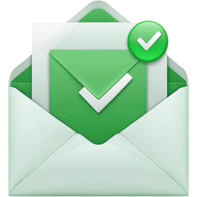 a letter with green checkbox inside the white envelop emoji