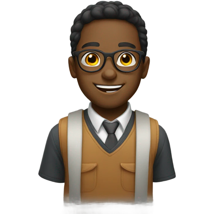 smiling boy with glasses portrait emoji