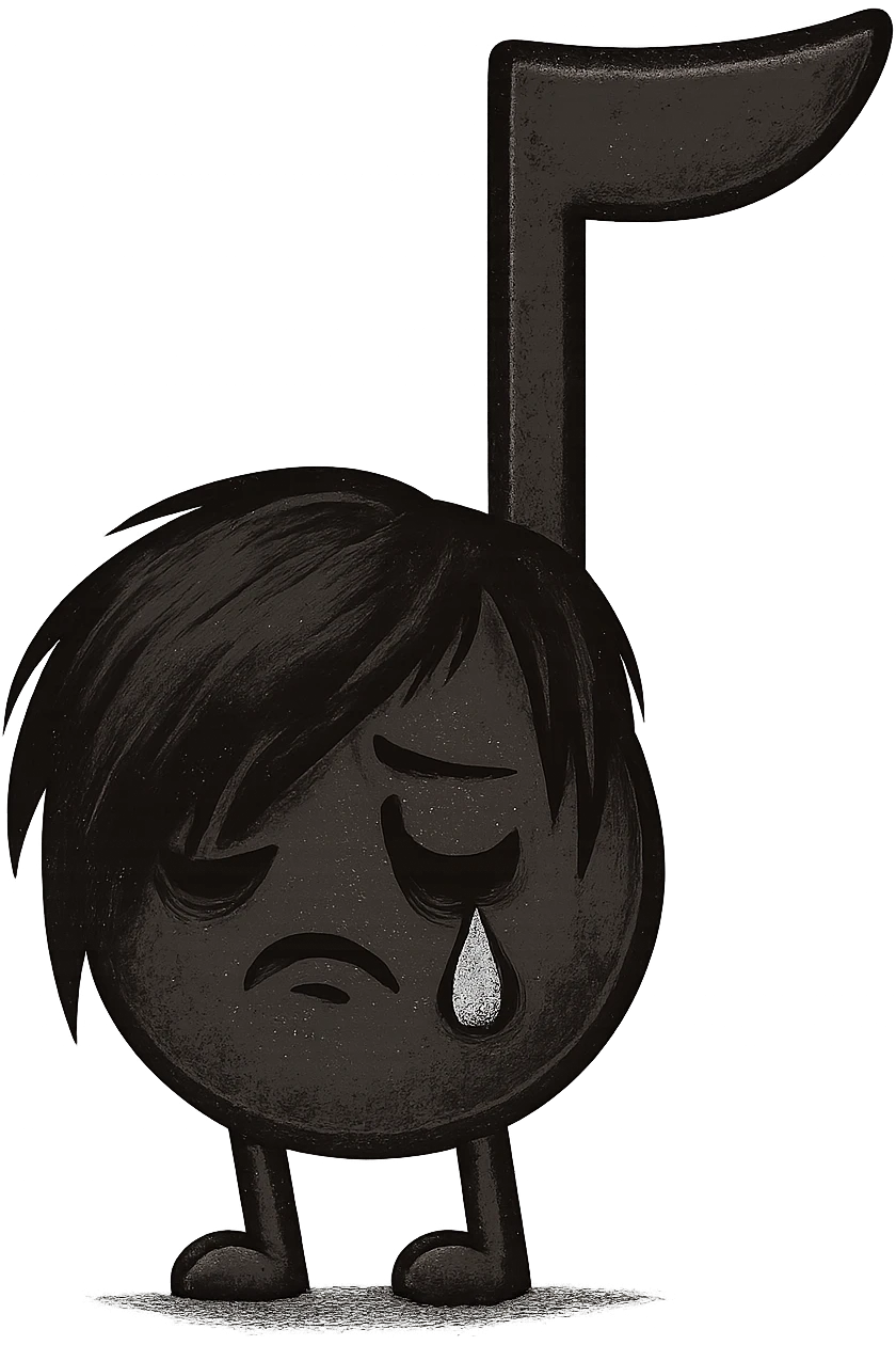 emo object, sad music note emoji