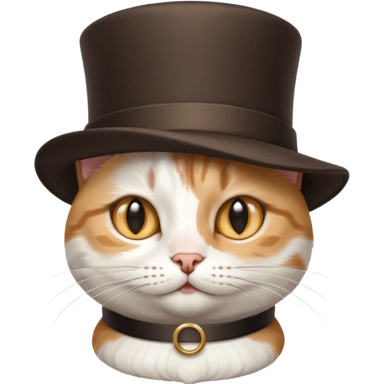 mix of white and tabby cat in a cylinder hat emoji