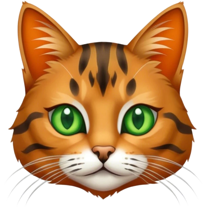 Tabby cat with green eyes and long white whiskers emoji