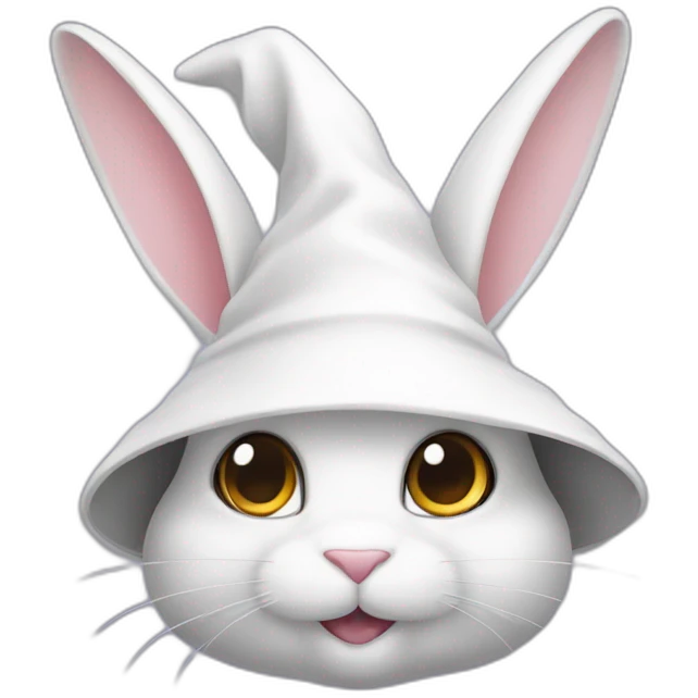 White wizard bunny with big ears and hat emoji