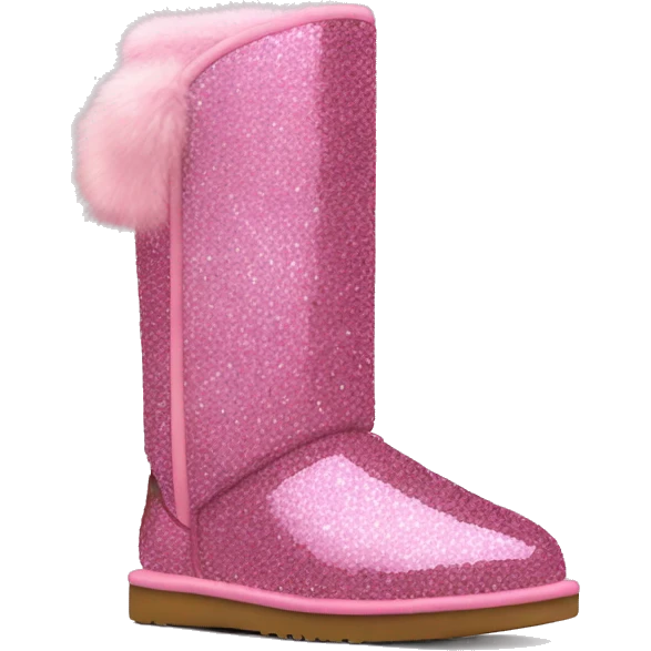 Realistic pink Sparkle glitter and fur Ugg boots. emoji