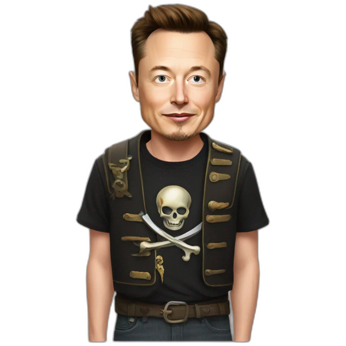 Elon musk with pirates tshirt  emoji