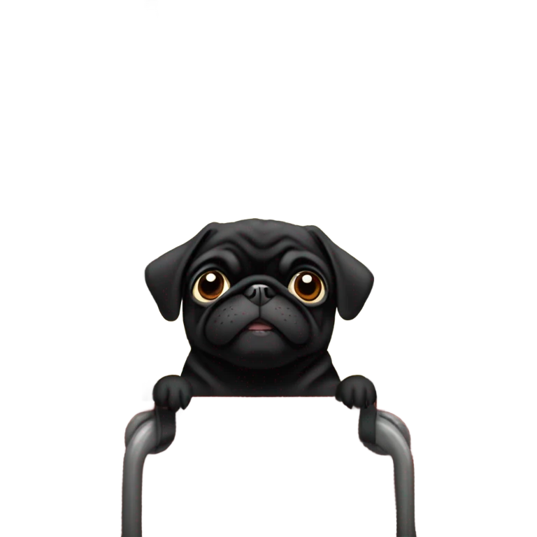 Black pug in a San Francisco cable car emoji
