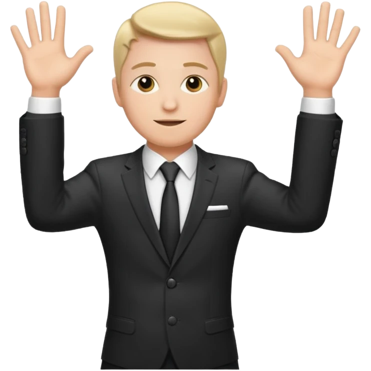 Hands up man meme put a suit on him with tie emoji