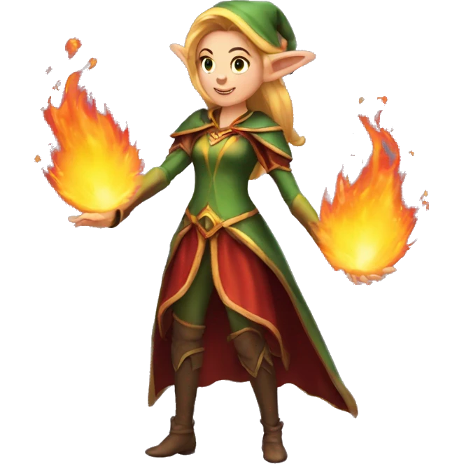 female elf wizard casts fireball emoji