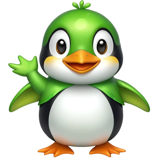Penguin in a frog costume  emoji