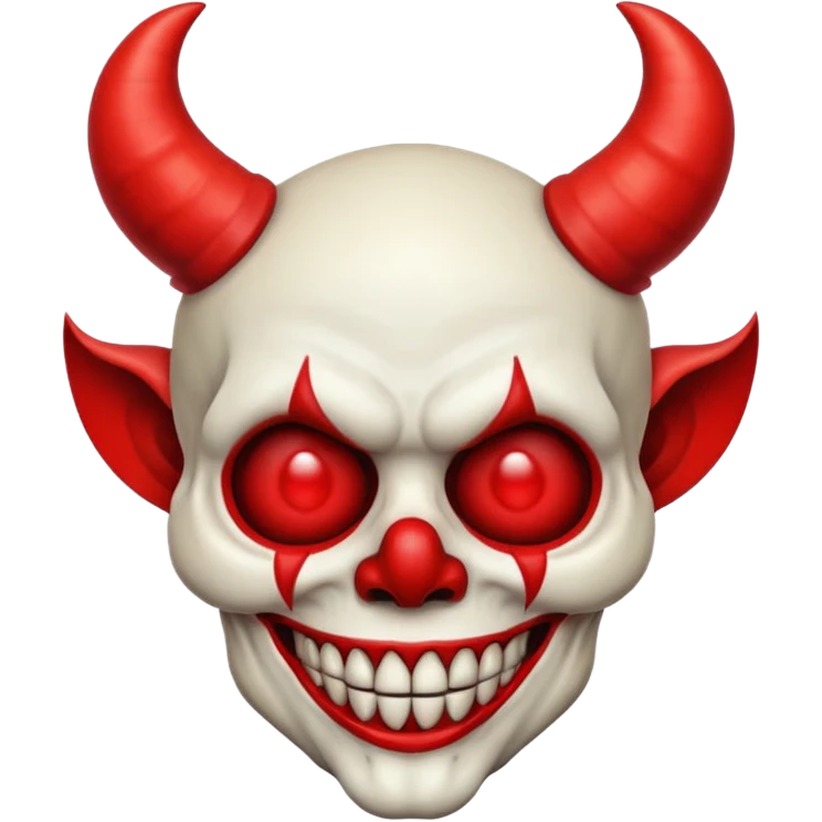 skull with big clown nose and devil horns emoji style emoji