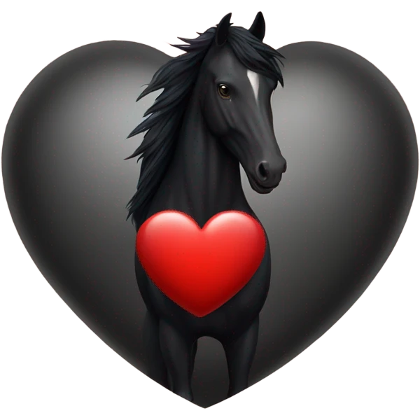 Black Horse centered within a red heart emoji