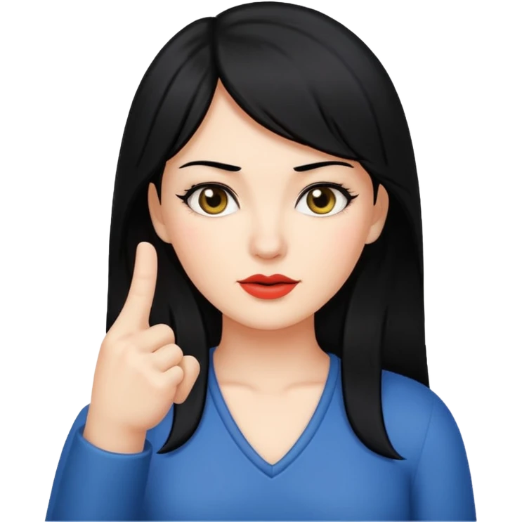 Woman with black hair sticking up middle finger  emoji