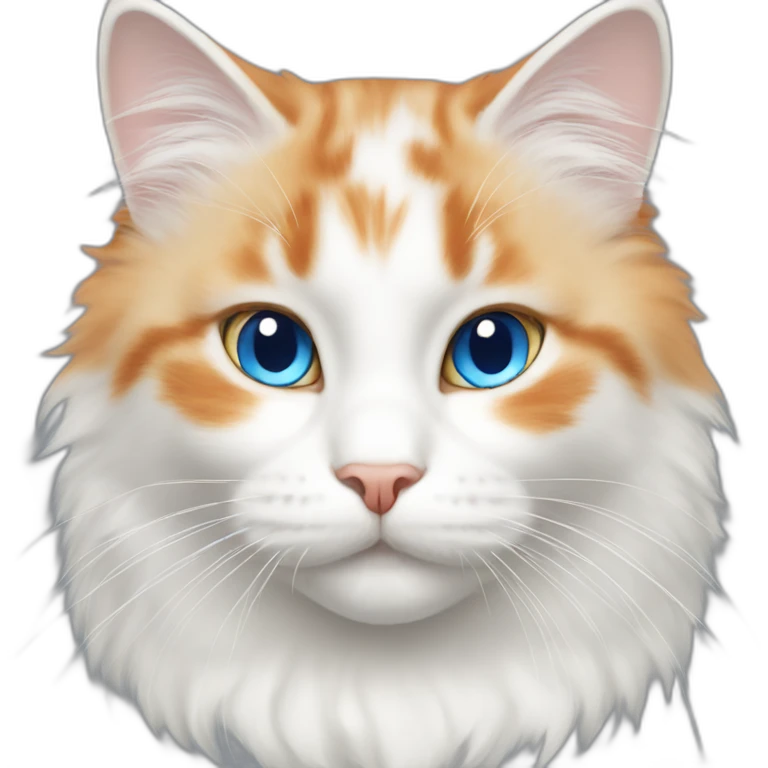 White cat with orange color fur blue eyes emoji