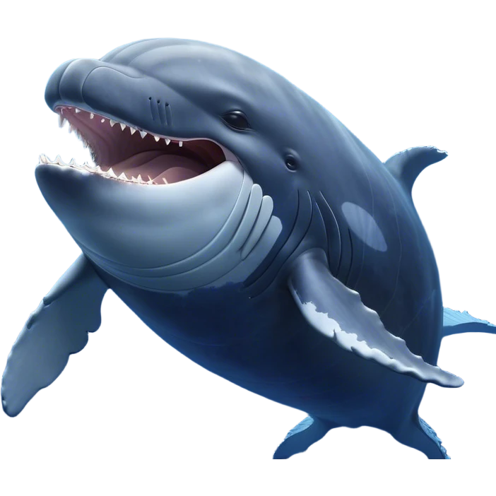 Cinematic Cute Yawning Humpback Whale Portrait Emoji, Head tilted slightly with a dramatic, wide-open yawn, showcasing a massive yet gentle blue-gray body with gently rippling baleen plates and sleepy, half-closed eyes, Simplified yet irresistibly adorable features, highly detailed, glowing with a soft, cozy marine glow, high shine, relaxed yet expressive, stylized with a dash of whimsical deep-sea charm, soft glowing outline, capturing the essence of a drowsy yet affectionate humpback whale that appears ready to drift into a deep-sea slumber! emoji