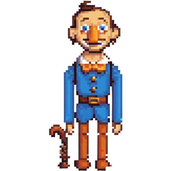 Pinocchio wooden puppet with a long nose, blue clothes emoji