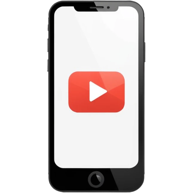 Minimalistic flat vector icon, iOS style, thin black contour on white background. Smartphone with play button and short video frames around it. Clean, no text, no shadows emoji
