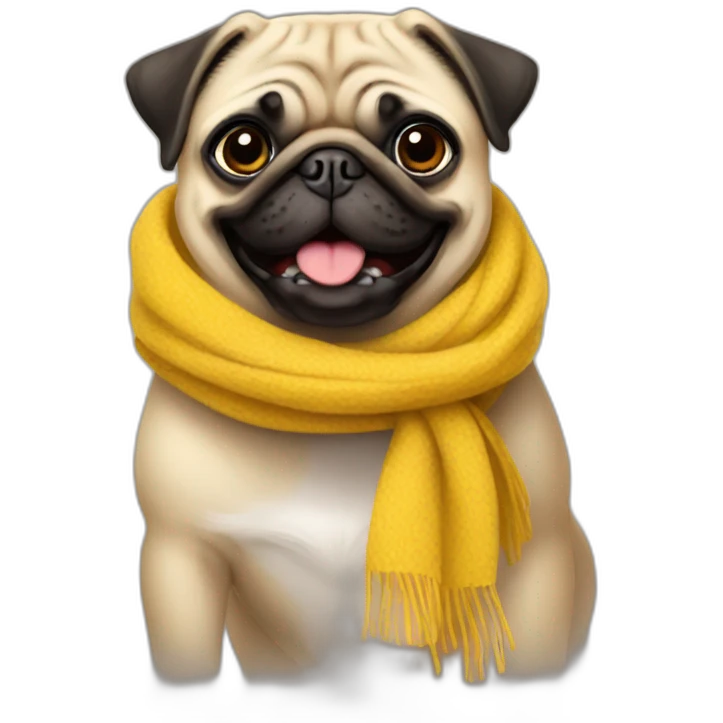 Pug smiling with a yellow scarf  emoji