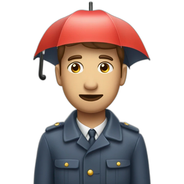 Royal Mail post man tired with umbrella  emoji