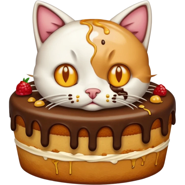 Cat vomiting because of eating cake emoji