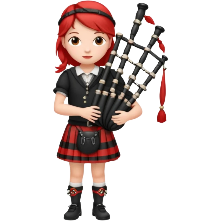 scotch girl playing bagpipe full body red black striped skirt emoji
