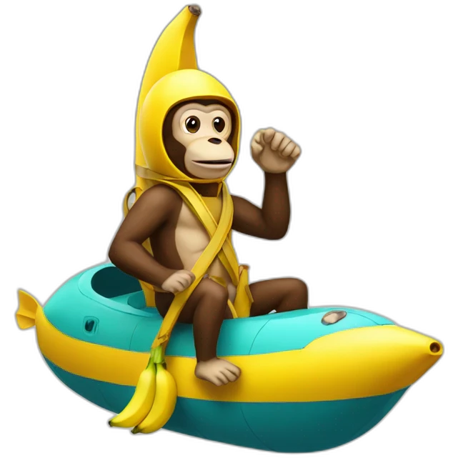 monkey man riding a banana submarine emoji
