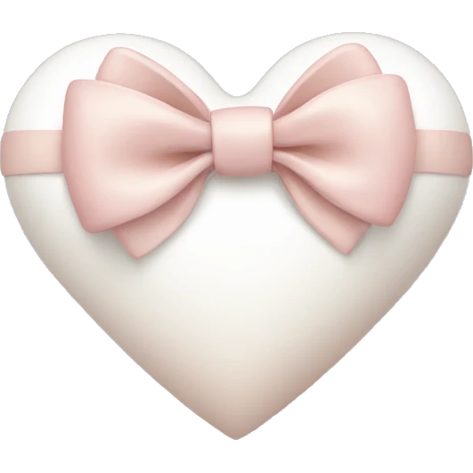 white heart with beige bow baby pink emoji