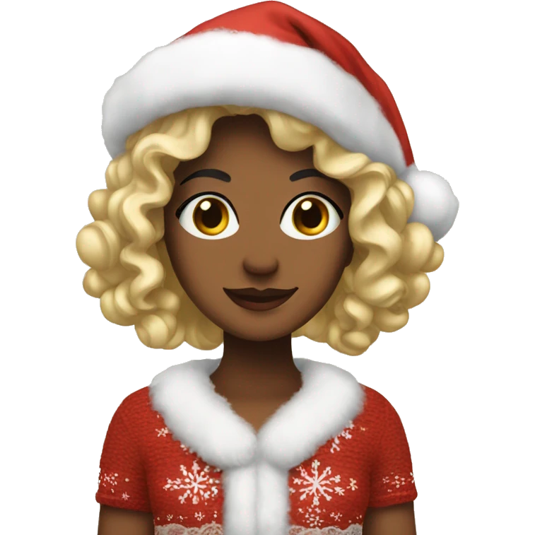 Lacey in a Christmas outfit emoji