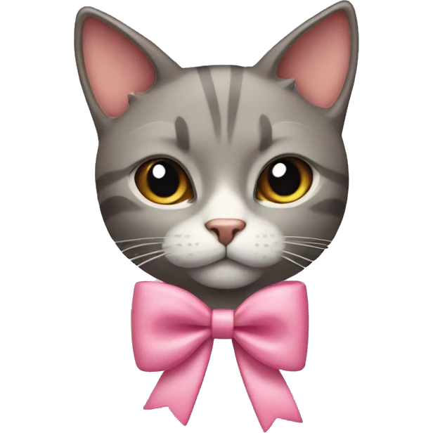 Cat with a coquette bow emoji