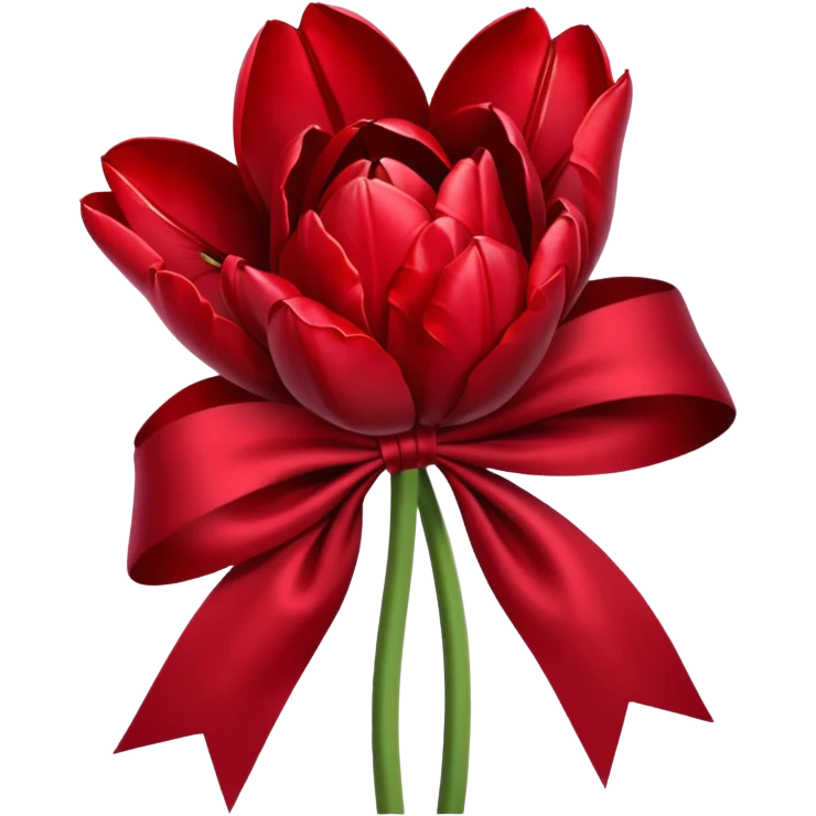 Dark red tulips with a bow  emoji