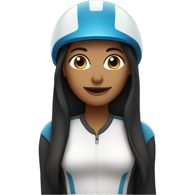 woman with long dark hair wearing a bike helmet emoji