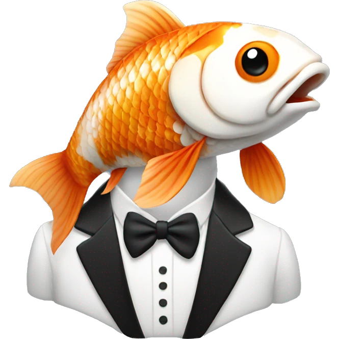Koi fish wearing a black tuxedo  emoji