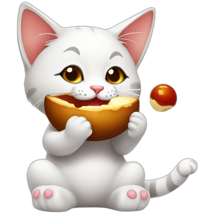 Cat eating gulab jamun emoji