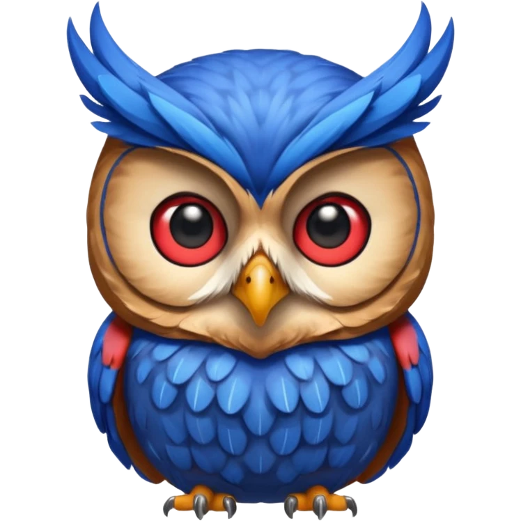 Quiero un búho con una camiseta azul y el medio que diga una u gigante y roja emoji